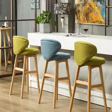 Скандинавский барный стул из массива дерева современный минималистичный креативный барный стул передняя спинка высокий барный стул для дома, бара