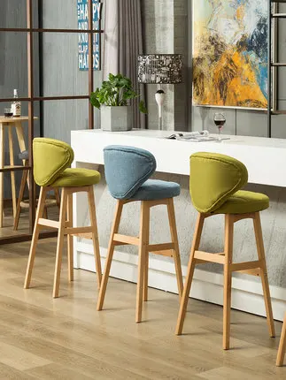 Silla de moderna minimalista, creativa, de madera maciza, respaldo frontal, taburete alto de Bar el hogar|Sillas de bar| - AliExpress