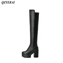 QZYERAI Autumn and winter new style ladies over-the-knee boots super heel female boots fashion womens shoes leisure
