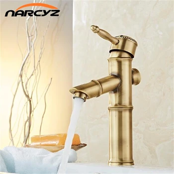

Narcyz New Style Single Handle Bathroom Antique Brass Bamboo style Hot and Cold Basin faucet Antique bronze mixer tap XT968