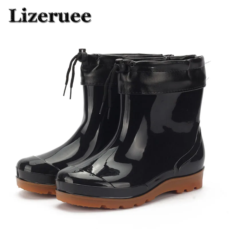 

Men Rain Boots Workplace Kitchen Waterproof Anti-skip Anti-oil Labor Shoes Male Rainy Car Washing Men's Shoes KS327