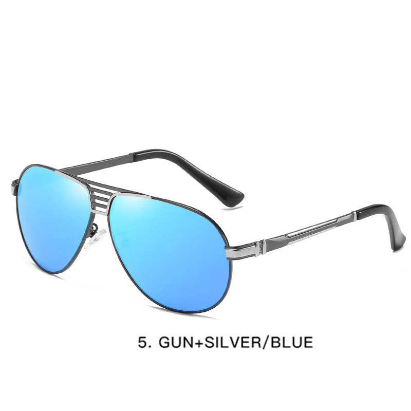 Men Polarized Mirror Metal Sunglasses Eyewear UV400 Black Gray Brown Glod RFT0977N - Цвет линз: gray.silver .blue
