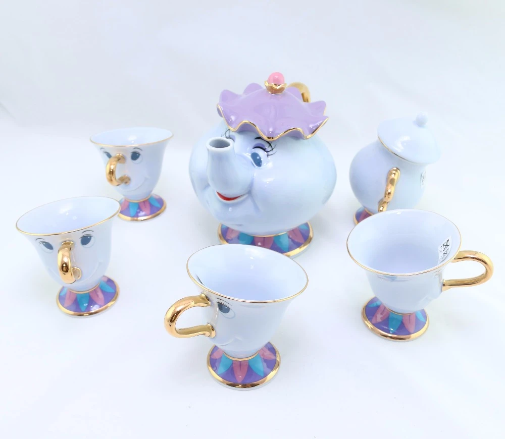 Service à Thé La Belle Et La Bête Service à thé la belle et la bête, ensemble de tasses à thé, madame Potts,  sucrier, tasse [1 Pot + 4 tasses + 1 sucrier], cadeau de noël, offre  spéciale | AliExpress