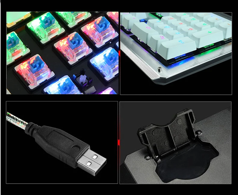 KuWFi Pro механическая клавиатура с защитой от привидения USB Проводная цветная