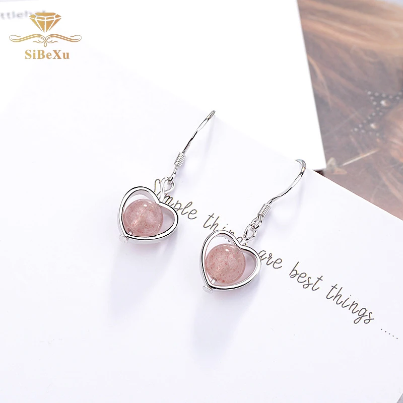 

Fashion Women Earrings Pink Stone Love Heart Girl Alloy Circle Star Pendant Asymmetry Earings Party Dangle Jewelry