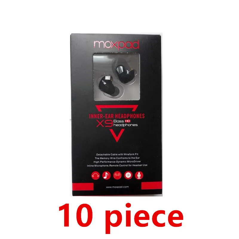 Koop 10 stks Moxpad X9 pro Dual Dynamische Driver Professionele In Ear Oortelefoon met Microfoon Super BASS voor Mobiele telefoon MP3 speler
