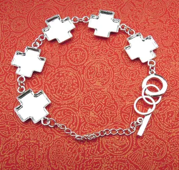 

15x15mm Bracelet Base Cross Trays Buckles Link Chain Bracelets Findings DIY Expoy Cameo Cabochons Settings Blanks Wholesale