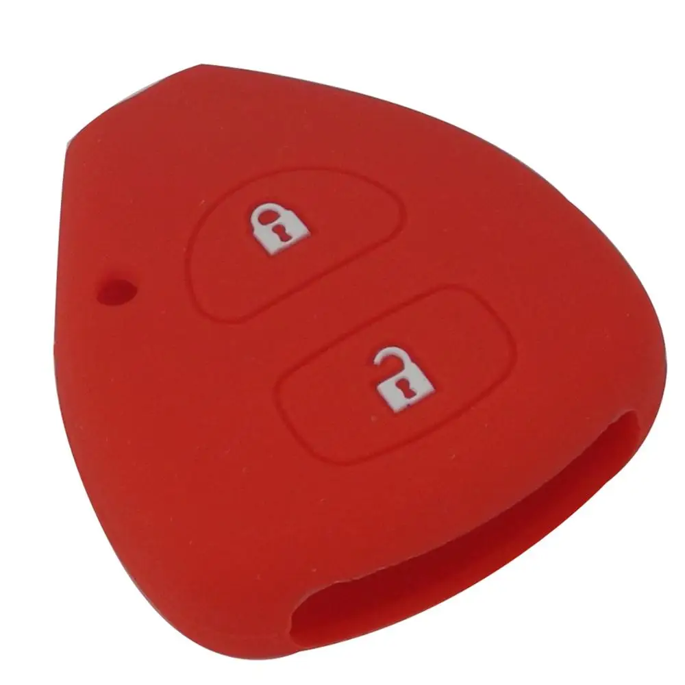 Jingyuqin 2 кнопки силиконовый чехол для ключа автомобиля для Toyota Corolla Hilux Vitz Vios Rav4 Aqua Camry Highlander Land Cruise Prius - Название цвета: red