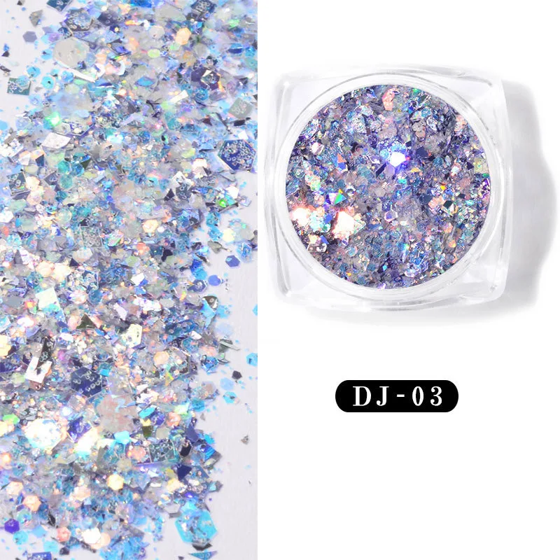 

12 colors Nail Mermaid Glitter Flakes Sparkly 3D Hexagon Colorful Sequins Spangles Polish Manicure Nails Art Decorations