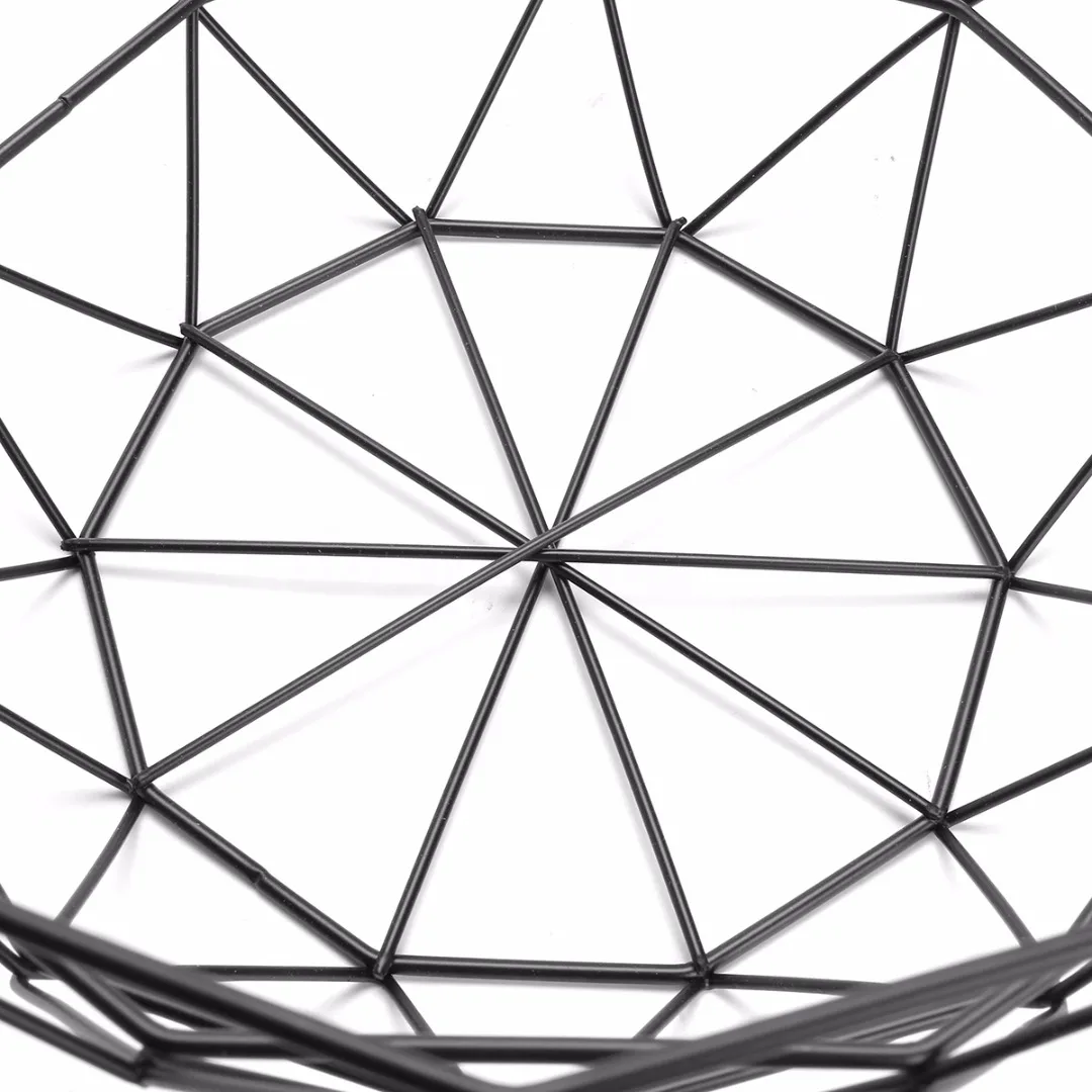 JX-LCLYL New Geometric Iron Wire Decorative Storage Display Basket Fruit Bowl Black 135mm