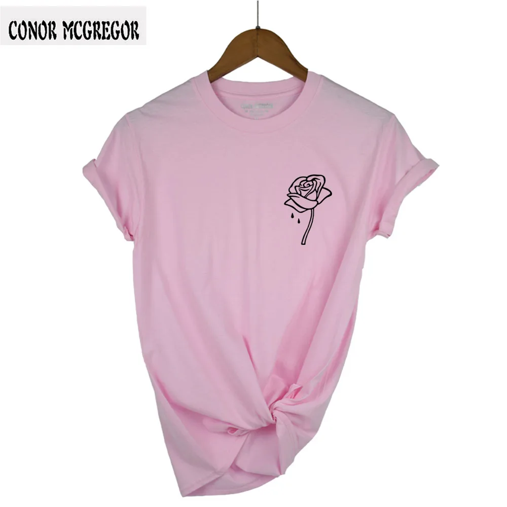 

rose flower pocket Print Women tshirt Cotton Casual Funny t shirt For Lady Top Tee Hipster Tumblr Drop Ship