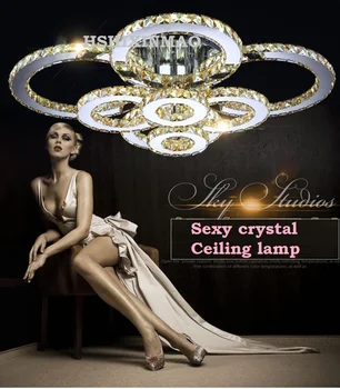 

2/4/6/8 rings transparent / amber crystal LED ceiling lights Living room bedroom dining room ceiling lamp Lighting fixture
