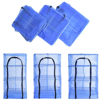 

4 Layers Fish Drying Rack Vegetable Dishes Dryer Mesh For Fishing Hanging Net Foldable Fishing Nets