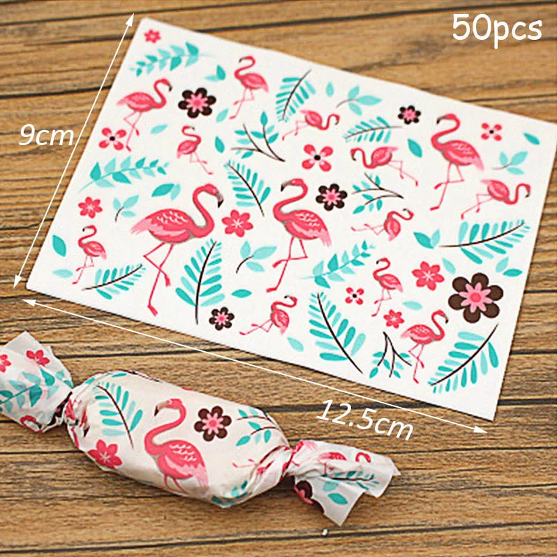 50pcs Candy Paper Гавайи участник Luau Розовый фламинго декоративная бумага для вечеринок Салфетка под тарелку кружку День рождения летняя Гавайская Гавайский вечерние поставки - Цвет: 50pcs Candy Paper