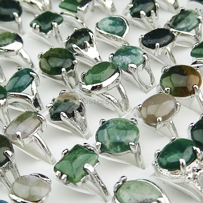 Гарантированные 10 шт. натуральные зеленые камни турмалин камни смешанный стиль Модные кольца для женщин мужские ювелирных изделий Много A002