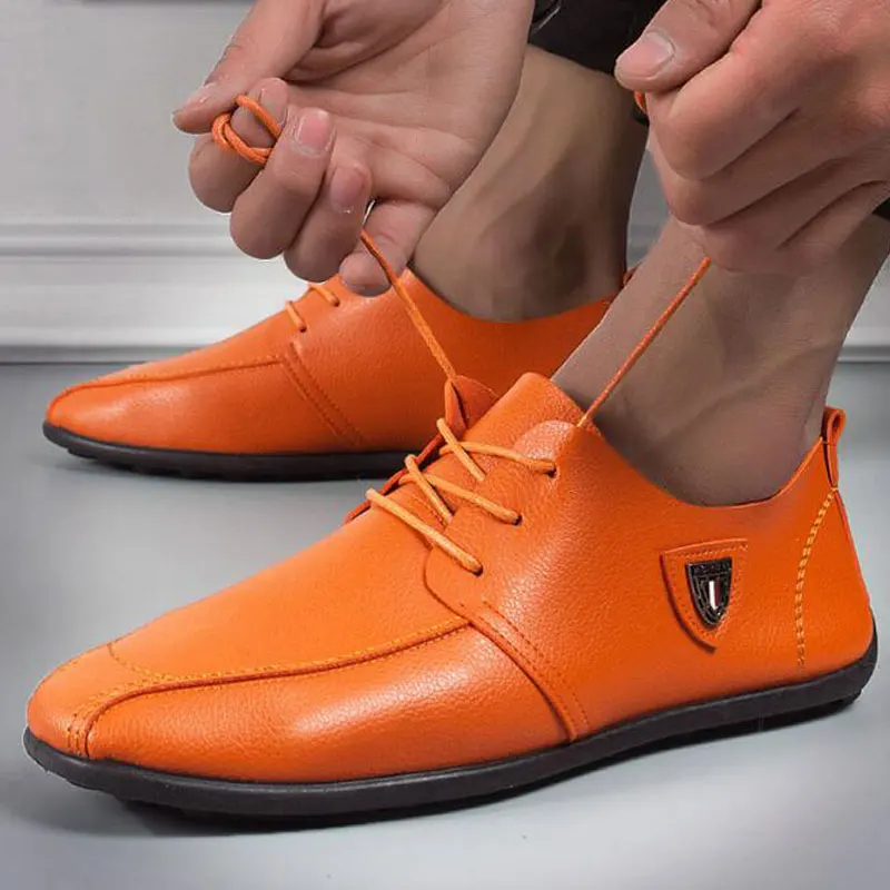 

PU leather Male Casual shoes Single Mens Non-slip Footwear Man Sneakers Men Work Shoes Lace-up Driving Calzado hombre M501