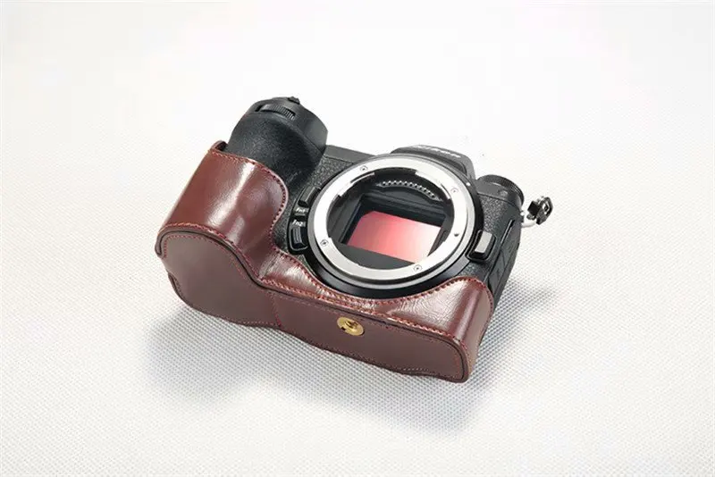 Чехол из искусственной кожи для камеры, сумка на половину тела для камеры Nikon Z7 Z6, ремешок на запястье, профессиональная Нижняя крышка