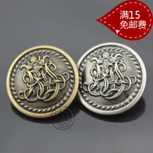 

10pcs/lot, 25mm Copper metal button fashion vintage fashion overcoat suit jacket button, free shipping