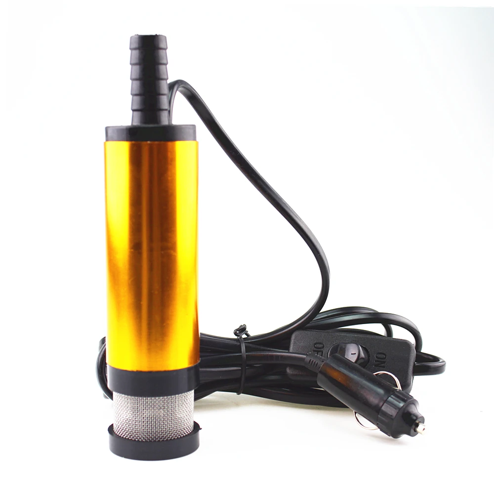 Mini 12V 38MM Electric Water for Diesel Oil Pump Aluminium Alloy Belt Filter Net Submersible Transfer Pump Car Plug 3M