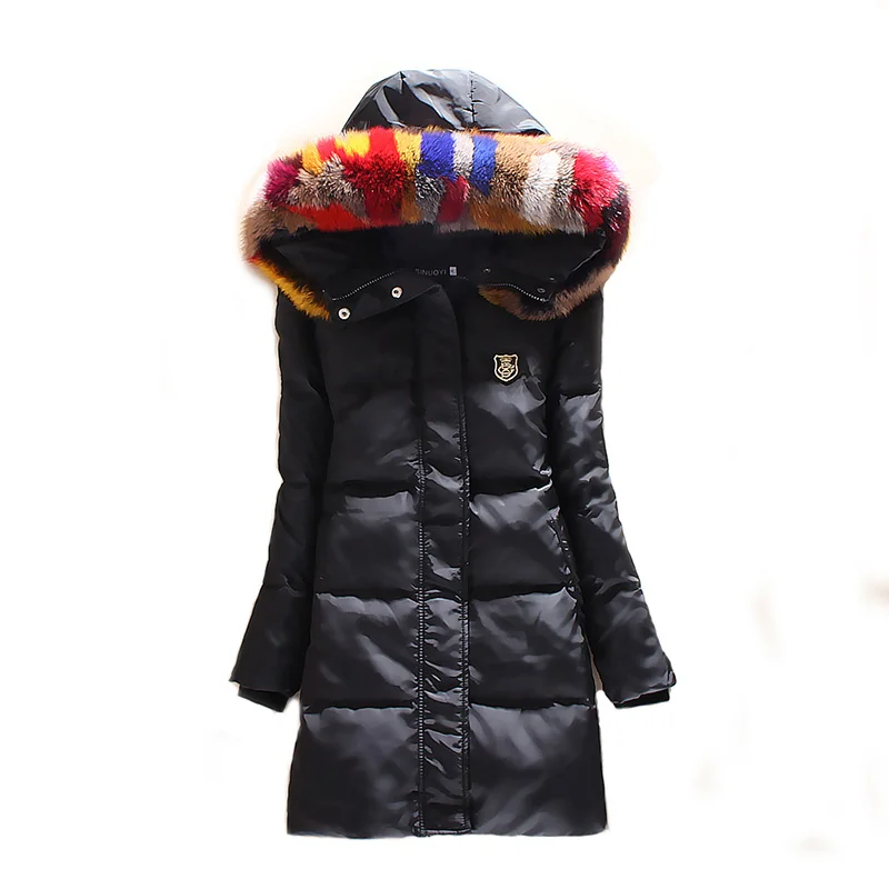 Женский пуховик 2018 длинное пальто женское зимнее пуховое пальто с натуральным меховым воротником куртки Doudoune Femme Hiver YP2137