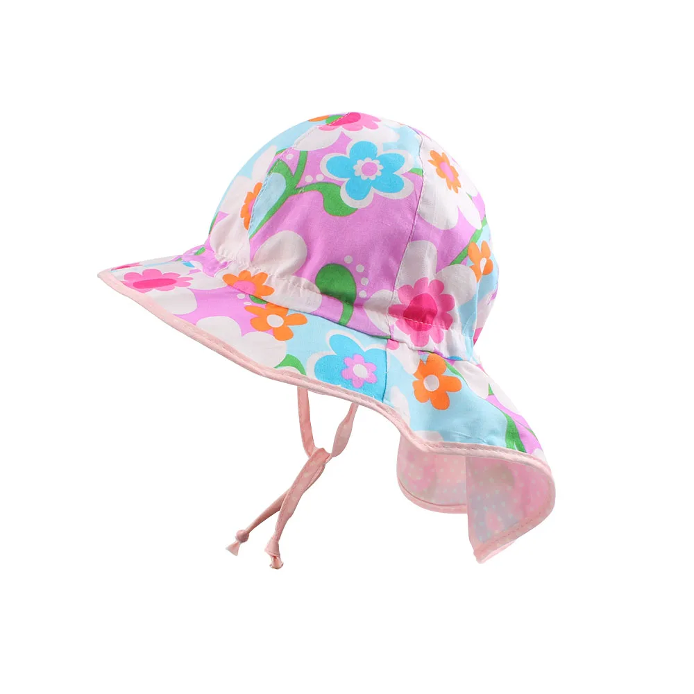 Floral Print Baby Sun Hat Infant Toddler Girls Summer UV Protection Cap withWide Brim and Neck Guard Ultra-Thin Breathable Cool (2)