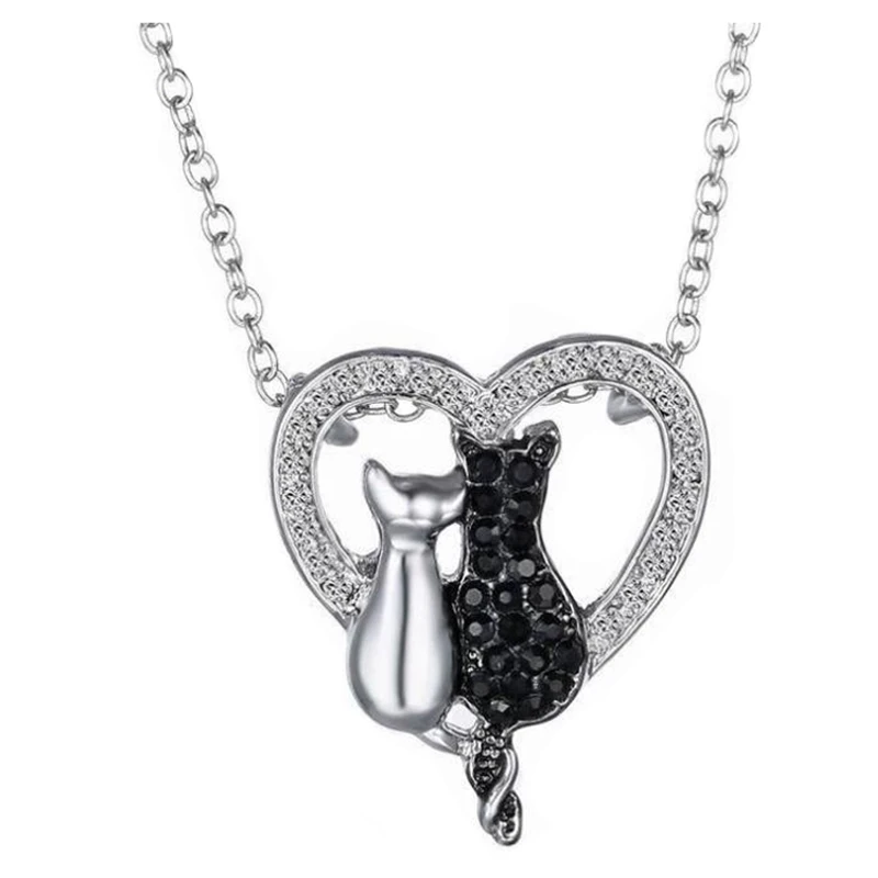 Buy Fashion Cute Black&White Cats Pendant Necklace 2