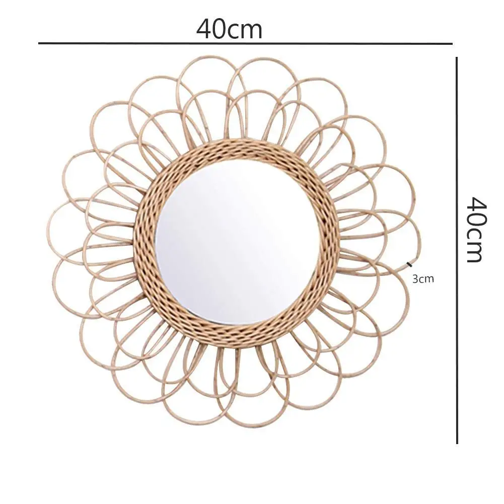 Espejo colgante ratán girasol pared Circular espejo decoración Boho mimbre maquillaje espejos BDF99