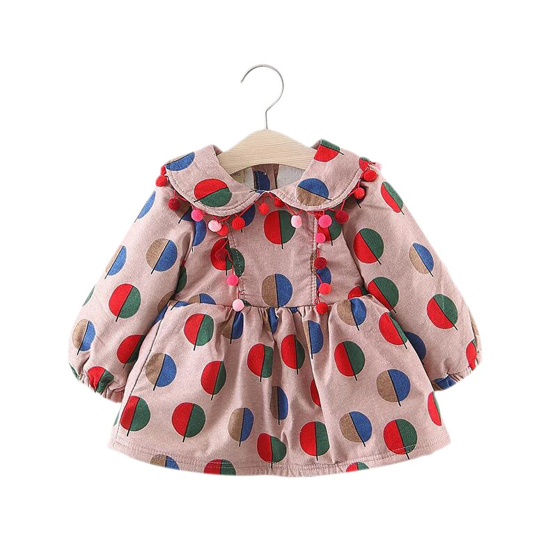 

sweet Children Autumn Winter Long Sleeve Baby Infants Girls Kids Printed Velvet Princess Party Tutu Dress cute clothing