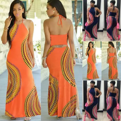 

Fashion Women Boho Long Maxi Dress Summer Loose Plus Size Beach Hawaiian Holiday Evening Party Sundress US