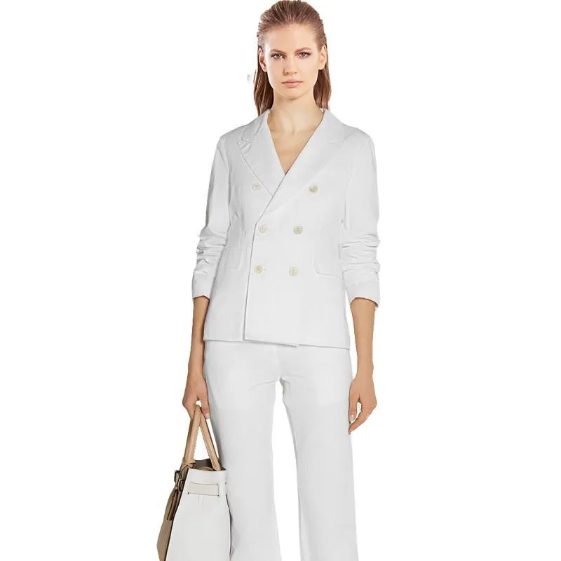 

Custom White Work Bussiness Formal Elegant Women Suit Set Blazers Pants Office Suits Ladies Pants Suits Trouser Suits