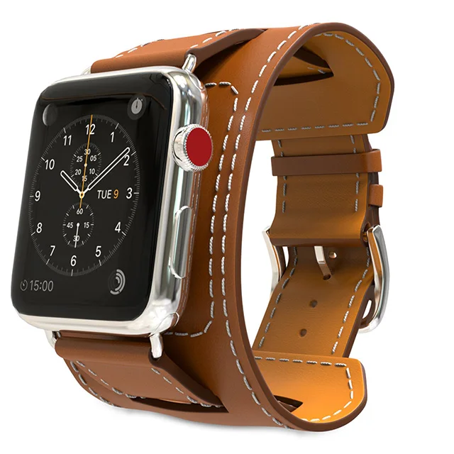 

Genuine Leather Loop Strap for Apple Watch band 4 44/40mm Cuff Bracelet Replacement Wristband for iWatch series 3 2 1 42mm 38mm