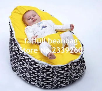 

COVER ONLY, NO FILLINGS - yellow damask baby beanbag chair, infant bean bag with 2 tops