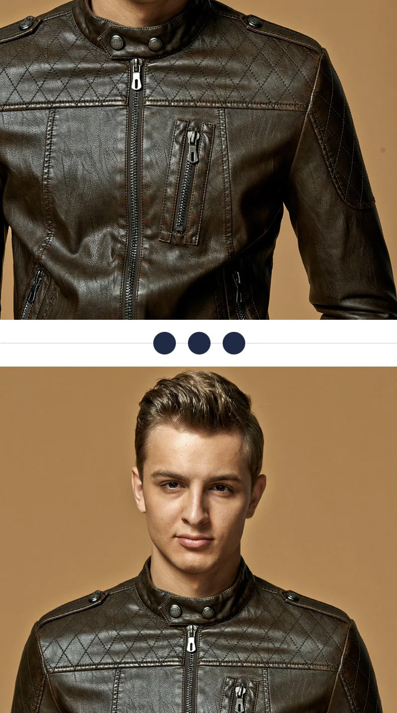 Осень Новые поступления Мужская Кожаная Куртка Jaqueta COURO Masculina куртка-бомбер из овечьей кожи воротник Мужская повседневная кожаная куртка 8899