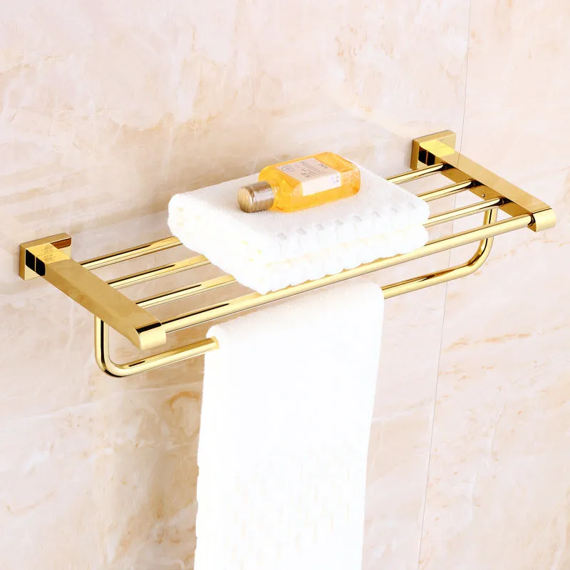 

Towel Racks Copper Bath Towel Holder Bathroom Wall Mounted Fixed Bath Towel Rack 50-60cm Towel holder with hook bath hardware
