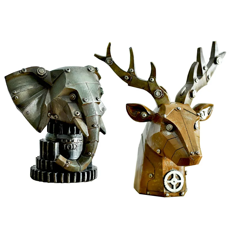 

European style retro deer head elephant individual mechanical style deer head birthday gift idea home decoration