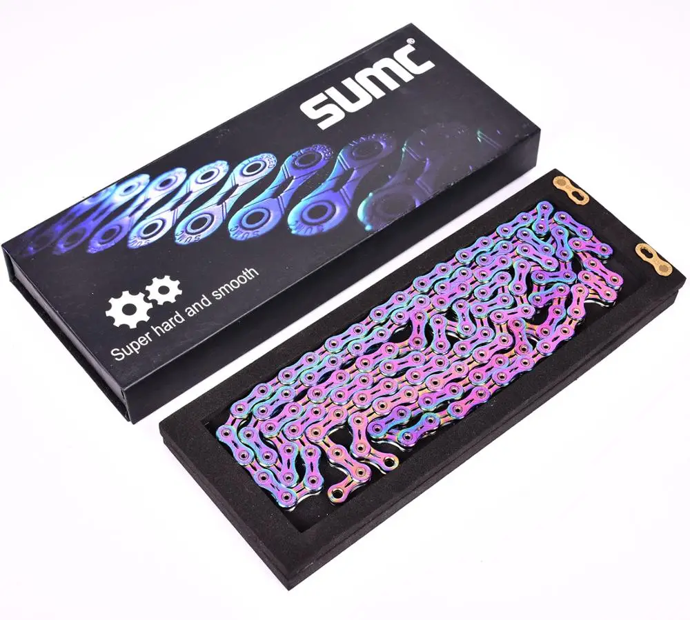 Flash Deal SUMC 9 10 11 12 speed Bicycle Rainbow Chain Colorful MTB Mountain Road Bike Shifting Chain With Missinglink For Shimano Sram 2