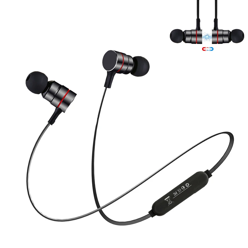 

ZY13 Wireless Bluetooth Earphone Smart Magnetic Control Power On Off Earpieces Metal Sport Headset Headphones for all Phone