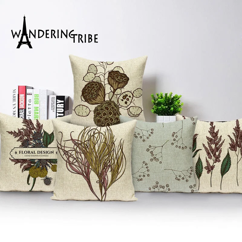 

Floral Design Cushion Covers Lotus Cushions Home Decor Living Room Farmhouse Pillows Decorative Sofa 45 X 45 Retro Pillowcase