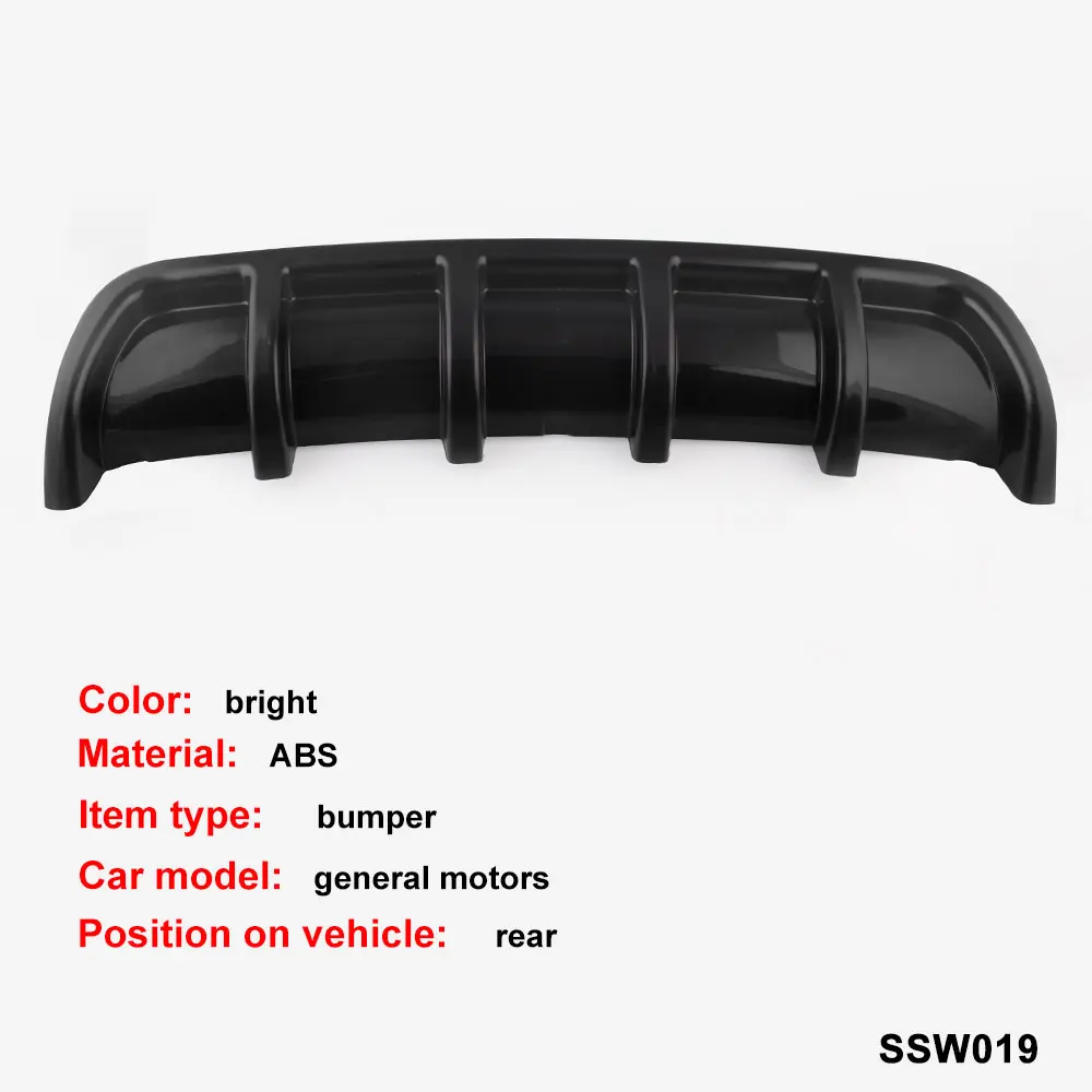 Универсальный яркий черный автомобиль-Стайлинг ABS задний Акулий плавник стиль изогнутый бампер для губ Диффузор Акула 6 плавников спойлер комплект SSW019-BK