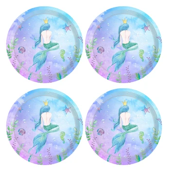 

9 inch Mermaid Wedding Party Plates Disposable Tableware Girls Birthday Party Decorations Sets Birthday Baby Shower Party Favors