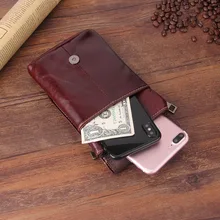 Genuine Leather Double Deck Universal Phone Pouch 