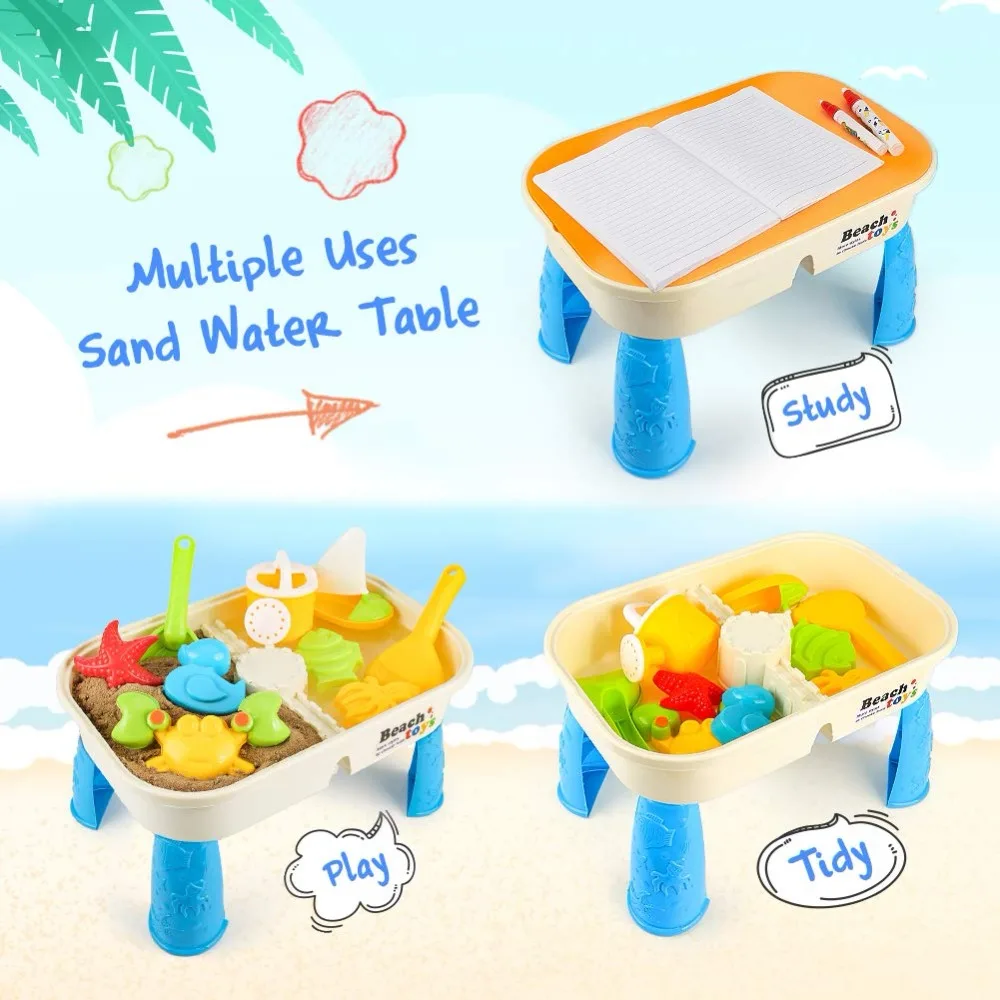 Brinquedos de Praia para Crianças Jogo de Praia do Bebê Conjunto de Caixa de Areia Brinquedos de Verão para o Jogo de Praia Carrinho de Jogo Presentes Brinquedos Crianças Areia Água 9 Pçs 6 Brinquedos p areia e praia