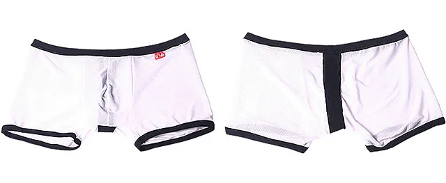 Сексуальное мужское нижнее белье, дышащие сетчатые Прозрачные Боксеры шорты для мужчин со средней талией, u-образные выпуклые трусы Cueca calzoncillos M-XL - Цвет: white