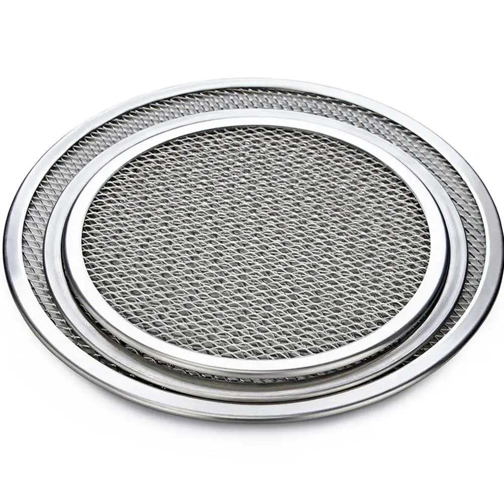 Pizza Tray Mesh Seamless Aluminum Pancake Pizza Screen Baking Tray Metal Net Bakeware Kitchen Baking Tools 6/7/8/9/10/11/12inch