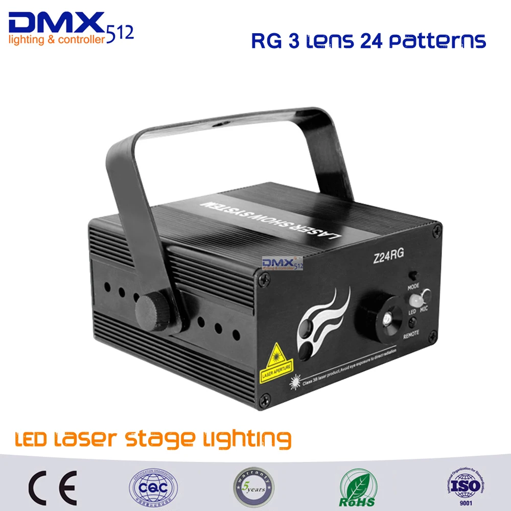 

DHL Free shipping RG 3 Lens 24 Patterns LED Laser Projector Stage Lighting Effect Remote 3W Blue For DJ Disco Party Club Laser