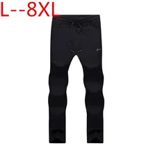 Весна и осень Новинка 8XL 7XL стрейч плюс большие размеры повседневные брюки мужские свободные трикотажные свободные хлопковые брюки для отдыха