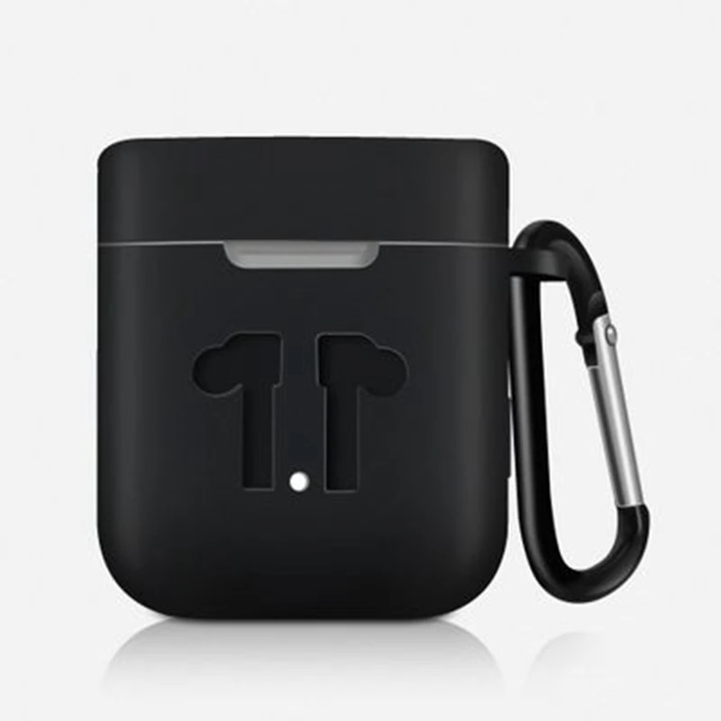 Силиконовый чехол для Xiaomi Airdots Pro Наушники защитный чехол с карабином сумка с крючком зарядная коробка для Xiaomi Air TWS гарнитура - Цвет: Black