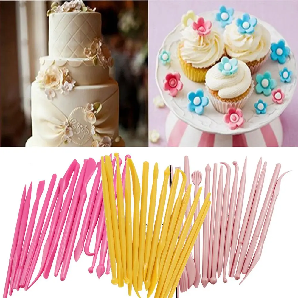 Пирог из резного группа 14 шт Fondant (сахарная) торт скульптура сахара с цветами