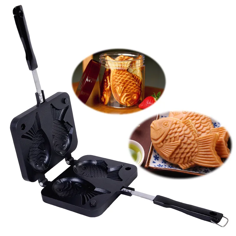 Бесплатная доставка Taiyaki японский Рыба-образный Формы для выпечки вафельный Пан чайник 2 В ролях дома Инструменты для тортов