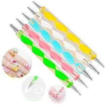 Prego pontilhando ferramenta 5 pc 2 maneira caneta ferramenta da arte do prego ponta dot pintura manicure kit 5 tamanho sdotting ferramentas conjunto para a arte do prego